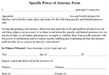 Specific Power of Attorney Form – Fillable & Printable Legal PDF Template Specific Power of Attorney Form