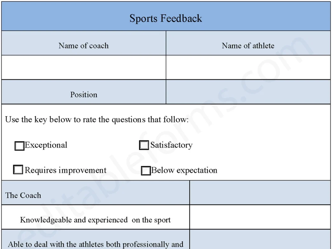 Sports Feedback Form