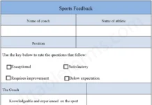 Sports Feedback Form – Fillable & Printable Coach Evaluation PDF Template Sports Feedback Form