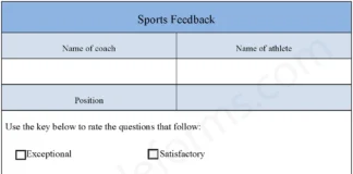Sports Feedback Form – Fillable & Printable Coach Evaluation PDF Template Sports Feedback Form