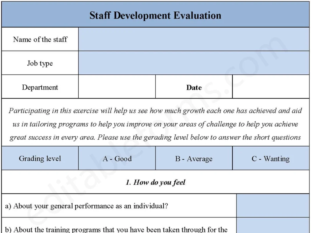 Staff Development Evaluation Form PDF