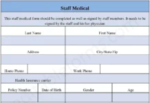 Staff Medical Form – Fillable & Printable Employee Health PDF Template Staff Medical Form PDF