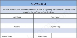 Staff Medical Form – Fillable & Printable Employee Health PDF Template Staff Medical Form PDF