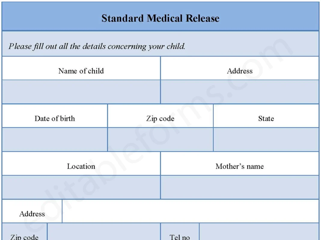 Standard Medical Release Form