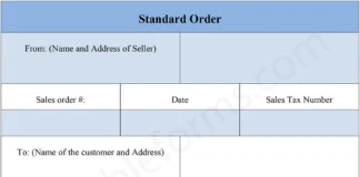 Standard Order Form – Fillable & Printable Sales Order PDF Template Standard Order Form PDF