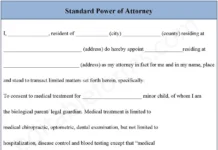 Standard Power of Attorney Form – Fillable & Printable Medical Authorization PDF Standard Power of Attorney Form