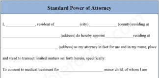 Standard Power of Attorney Form – Fillable & Printable Medical Authorization PDF Standard Power of Attorney Form