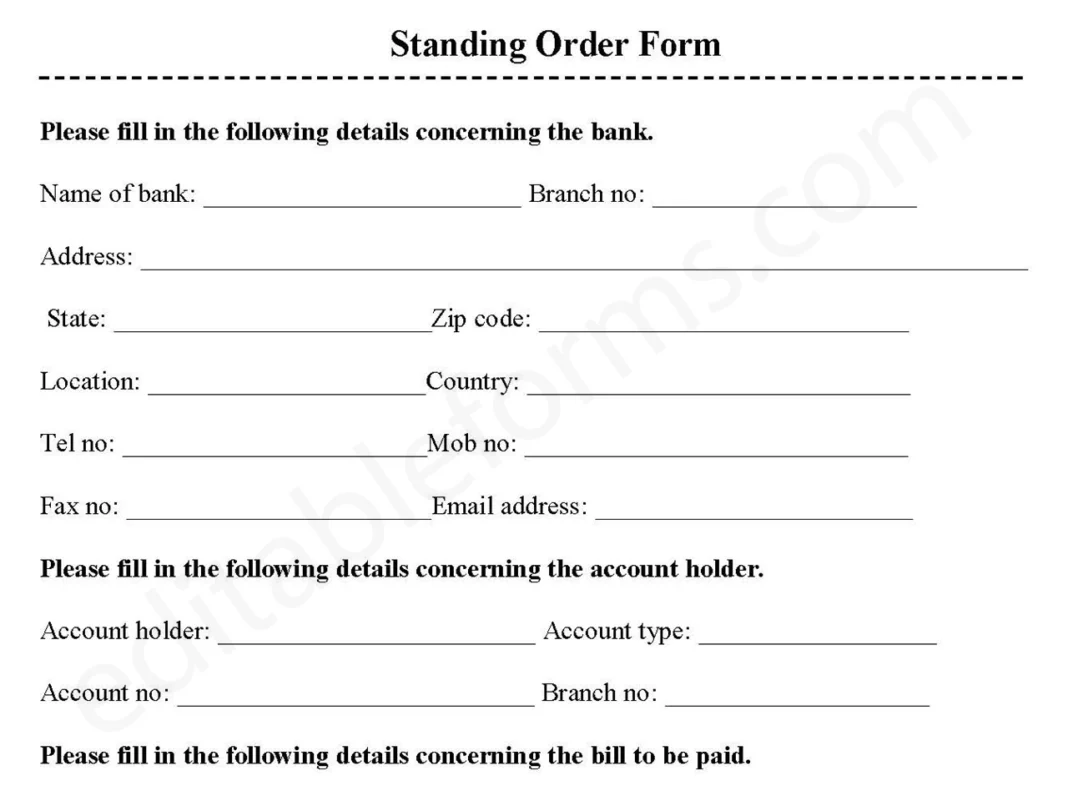 Standing Order Form PDF