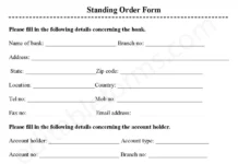 Standing Order Form – Fillable & Printable Bank Payment PDF Template Standing Order Form PDF