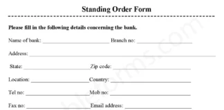Standing Order Form – Fillable & Printable Bank Payment PDF Template Standing Order Form PDF