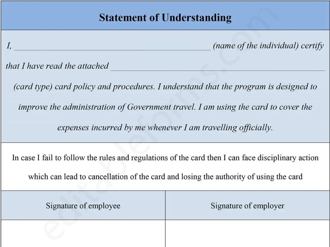 Digital Statement of Understanding PDF