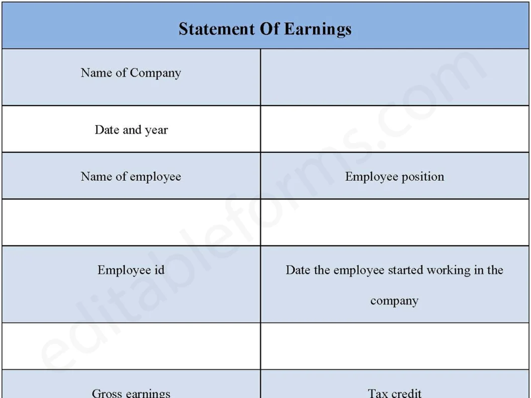 Statement of Earnings Form