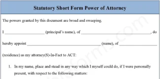 Statutory Short Form Power of Attorney – Fillable & Printable Legal PDF Template Statutory Short Form Power of Attorney
