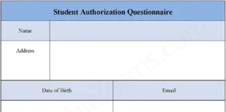 Student Authorization Questionnaire Form – Fillable & Printable PDF Template Student Authorization Questionnaire Form