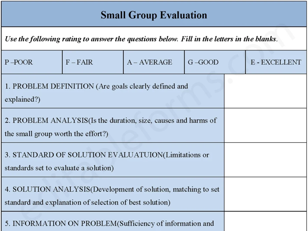 Small Group Evaluation Form PDF
