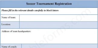 Soccer Tournament Registration Form – Fillable & Printable Team Entry PDF Soccer Tournament Registration Form