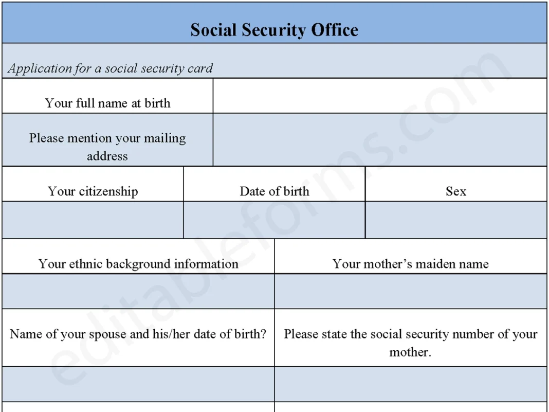 Social Security Office Application Form