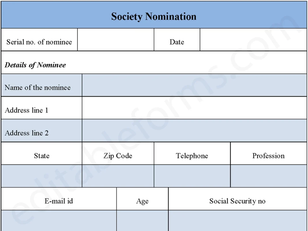 Society Nomination Form PDF