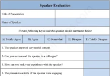 Speaker Evaluation Form – Fillable & Printable Seminar Feedback PDF Speaker Evaluation Form PDF