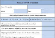 Speaker Speech Evaluation Form Speaker Speech Evaluation Form PDF