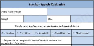 Speaker Speech Evaluation Form Speaker Speech Evaluation Form PDF