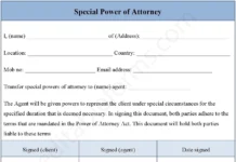 Special Power of Attorney Form – Fillable & Printable Legal PDF Template Special Power of Attorney Form