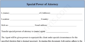 Special Power of Attorney Form – Fillable & Printable Legal PDF Template Special Power of Attorney Form