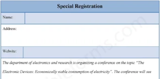 Special Registration Form – Fillable & Printable Event Registration PDF Special Registration Form