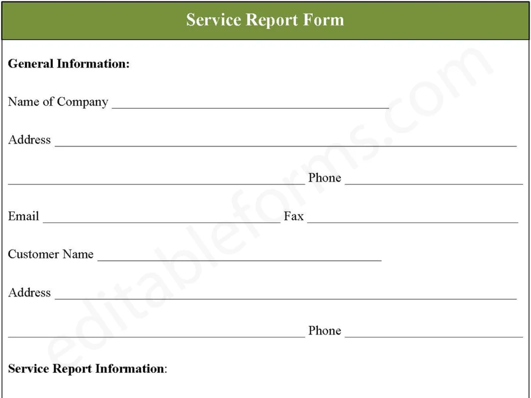 Service Report Form PDF