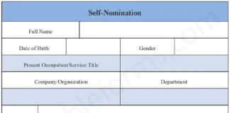 Self-Nomination Form PDF – Printable Award & Application Nomination Template Self-Nomination Form PDF