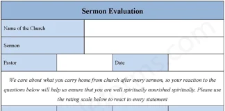 Sermon Evaluation Form PDF – Printable Church Feedback & Sermon Review Template Sermon Evaluation Form PDF