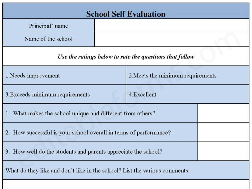 School Self Evaluation Form PDF