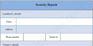 Security Deposit Form PDF – Printable Landlord & Tenant Deposit Agreement Template Security Deposit Agreement PDF