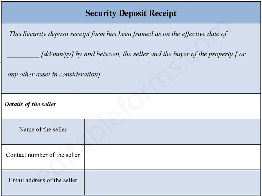Security Deposit Receipt Form PDF