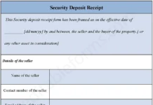 Security Deposit Receipt Form PDF – Printable Property Deposit Receipt Template Security Deposit Receipt Form PDF