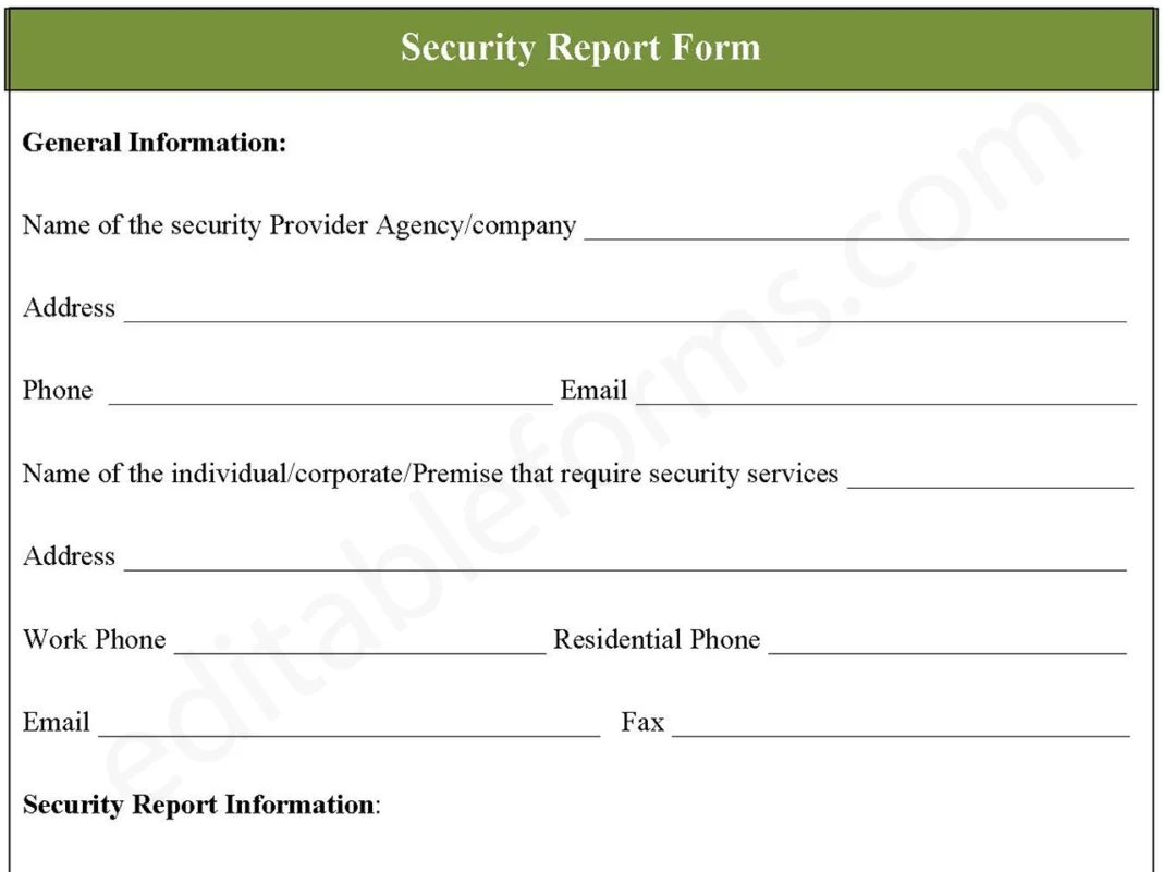 Security Report Form PDF