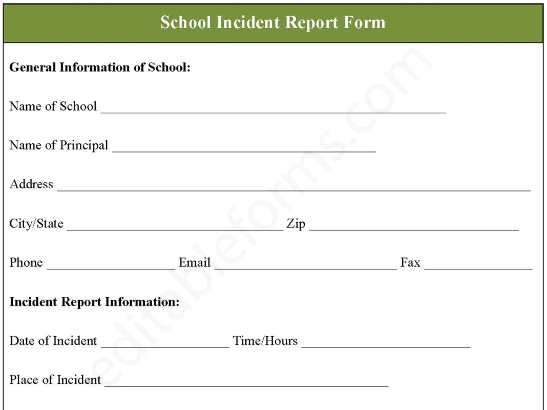 School Incident Report Form