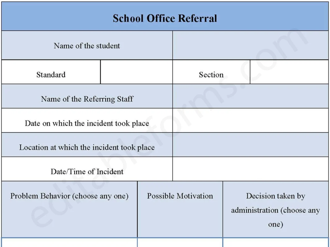 School Office Referral Form PDF