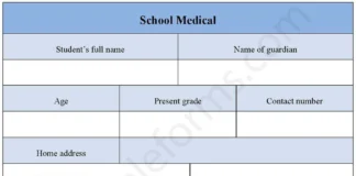 School Medical Form PDF – Fillable Student Health Information Template School Medical Form PDF
